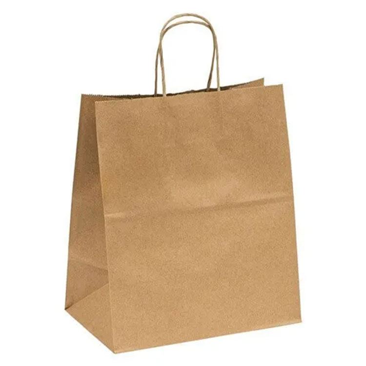 Tas kertas kraft kanthi gagang kertas bengkong